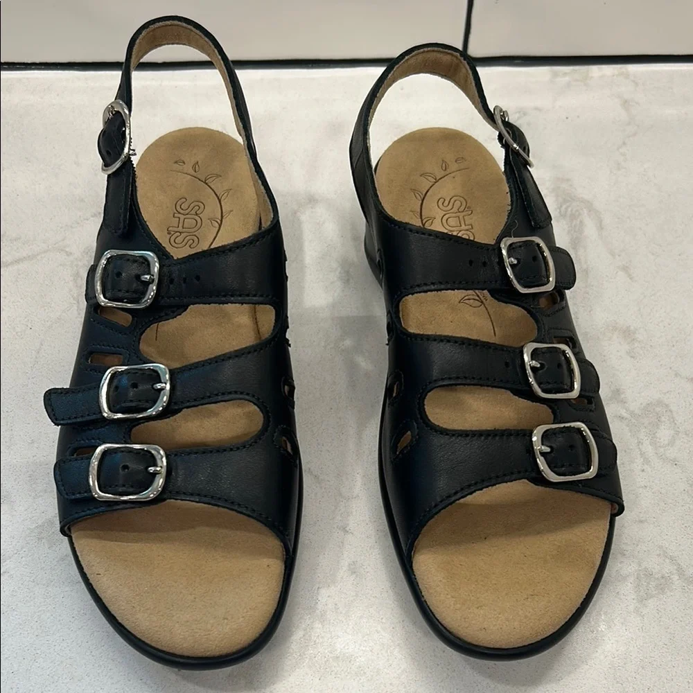 SAS Women's Mystic Black Sandals Size 6.5 N
